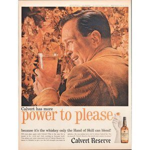 1959 Calvert Reserve American Whiskey Vintage Print Ad Corduroy Jacket Wall Art